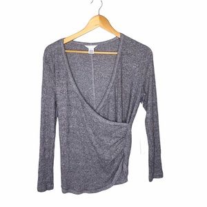NWT Caslon Ribbed Wrap Inside Out Top Grey Small